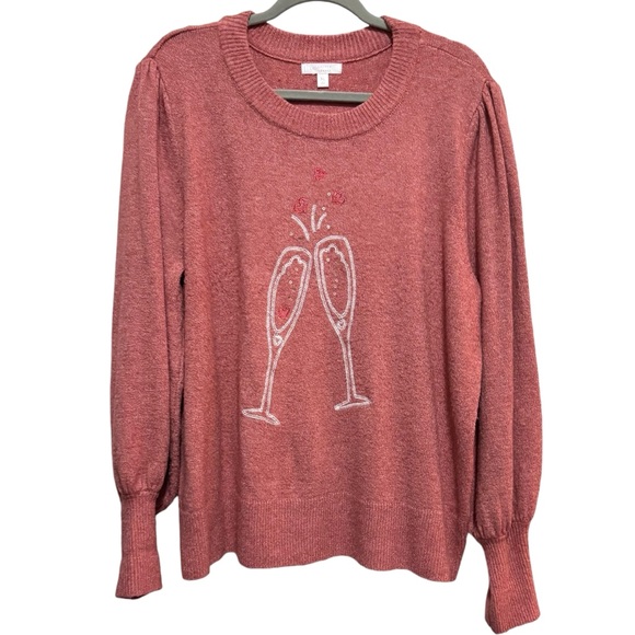 LC - Lauren Conrad - holiday celebration champagne sweater - peach -soft size XL - Picture 6 of 10
